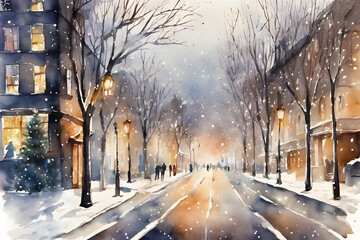 There is a Christmas tree in the middle of a busy street, the tree is shining at night, and many people are walking their separate paths. I can feel the excitement surrounding Christmas. 