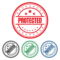 PROTECTED Rubber Stamp. vector illustration.