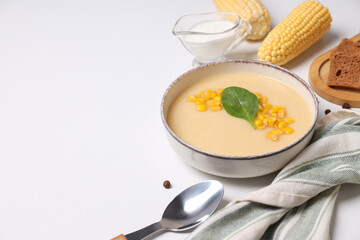 Corn soup, concept of tasty lunch food