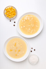 Corn soup, concept of tasty lunch food