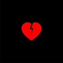 Broken heart icon isolated on black