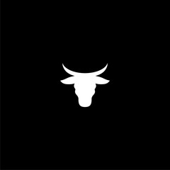 Bull head icon. Simple style on black background
