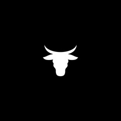 Bull head icon. Simple style on black background