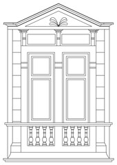 Historical Decorative Window, Europe around 1900, Architectural Drawing