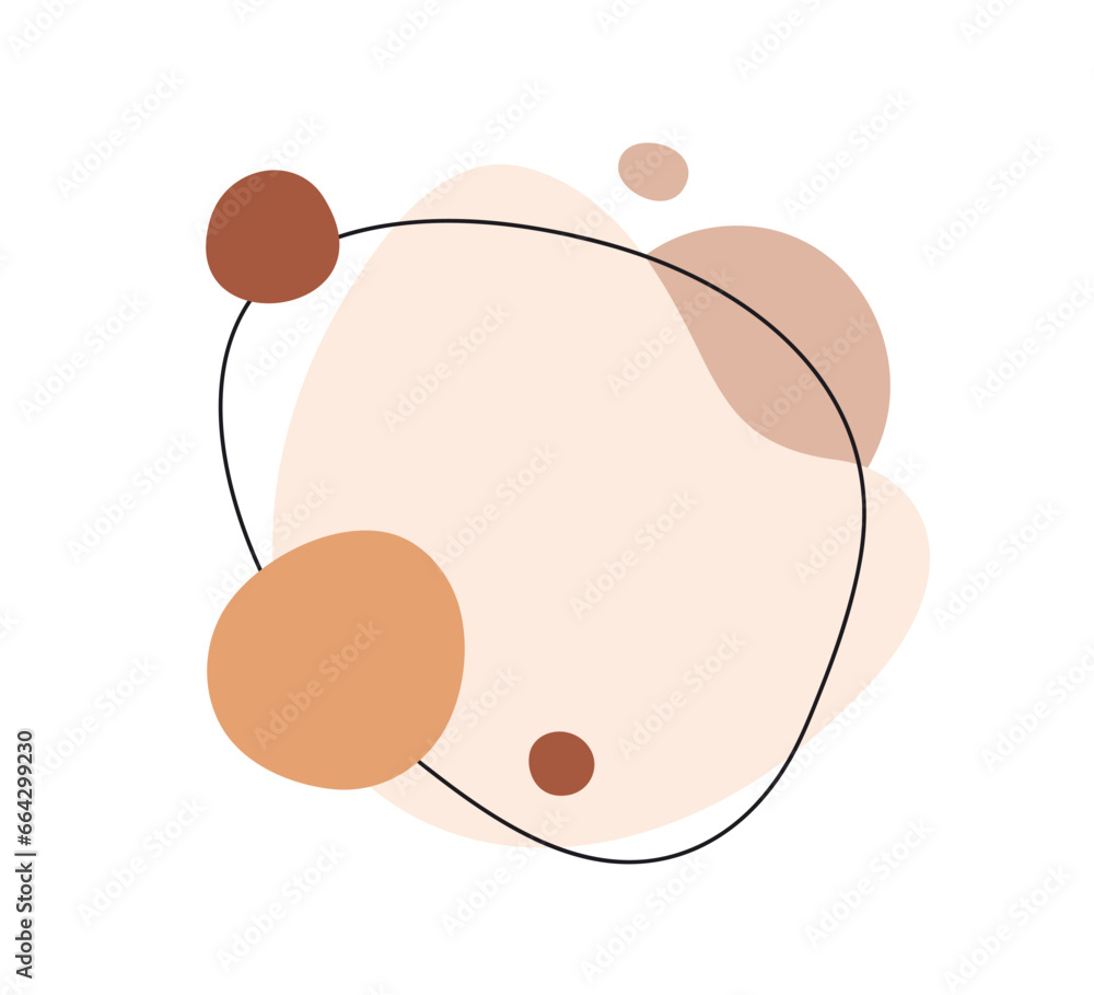 Poster Abstract shapes frame. Minimalistic background design from flowing fluid circles, natural organic curved geometric elements. Modern creative minimal flat graphic vector illustration isolated on white