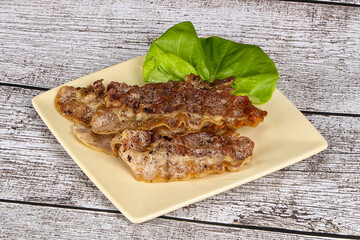 Roasted sliced pork fat bacon