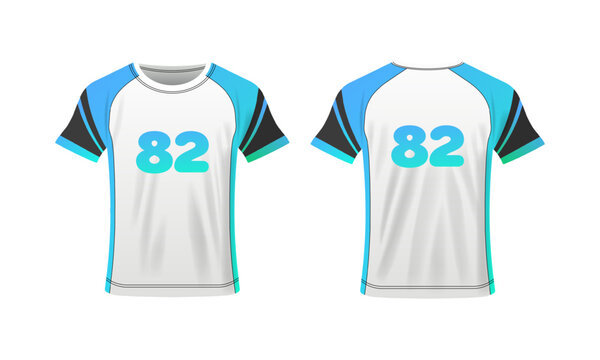 T-shirt layout. Flat, color, number 82, T-shirt mockup, T-shirt layout with numbers. Vector icons