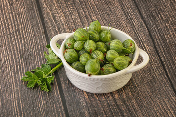 Natural ripe gooseberry heap in the bowl