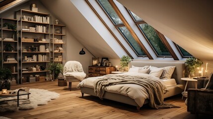 A passionate renovator breathing new life into an old attic. Attic makeover, renovation expertise, interior enhancement, functional charm, home transformation. Generated by AI.