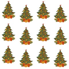 set of christmas trees