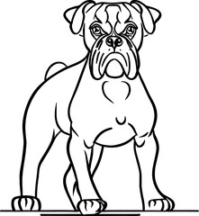 boxing dog in line art