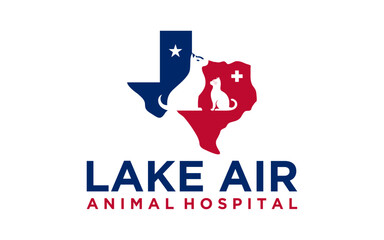 Texas Veterinary logo, Cat and dog logo design, Pet Care, animal & pet clinic.	
