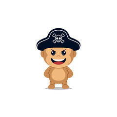 Cute monkey pirates hat cartoon