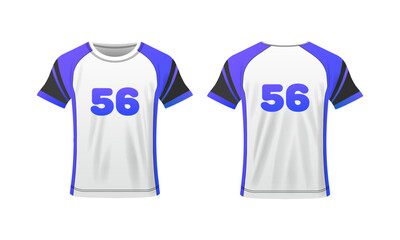 T-shirt layout. Flat, color, number 56, T-shirt mockup, T-shirt layout with numbers. Vector icons