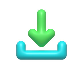 3d download minimal icon. 3d illustration