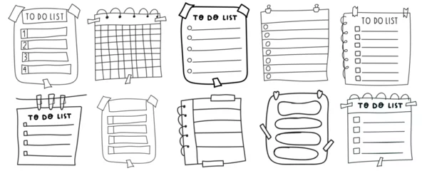Foto op Canvas Collection of templates of To do lists. Outline vector hand drawn icons. Graphic design. Illustrations on white background. © Igor