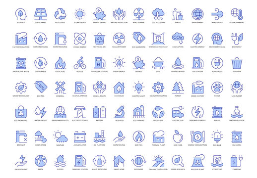 Ecology Energy 85 Blue Icons Set