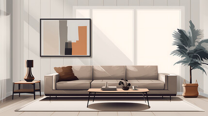 a minimalist living room interior, with clean lines, sleek furniture, and a neutral color palette, showcasing the essence of modern minimalism in home design