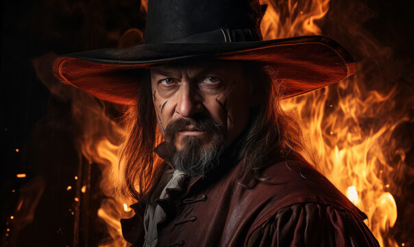 Fictional portrait of Guy Fawkes now celebrated through bonfire night in the UK