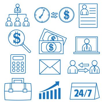 Business and finance icons set, Doodle sketch hand drawn style. Job interview, team person concept. Vector illustration