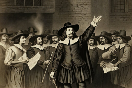 Vintage engraving of Guy Fawkes who plotted to blow up Westminster Palace.