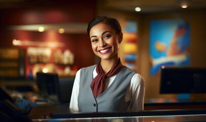 Fototapeta premium portrait of a woman in a hotel reception