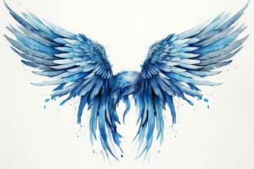 Blue watercolor wings representing freedom. Generative AI