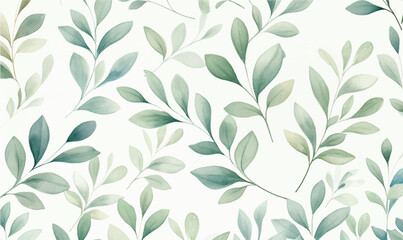 watercolor background, texture, green leaves - obrazy, fototapety, plakaty