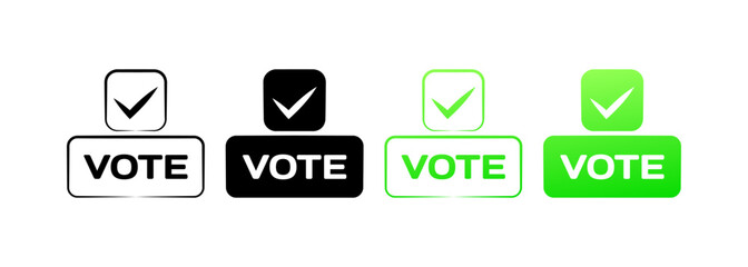 Vote buttons. Different styles, check mark, vote buttons. Vector icons - obrazy, fototapety, plakaty