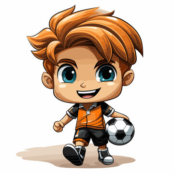 Soccer player hand-drawn comic illustration. Football player. Vector doodle style cartoon illustration. generative ai