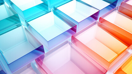 Abstract colorful transparent background with rectangle shape, 3D illustration.