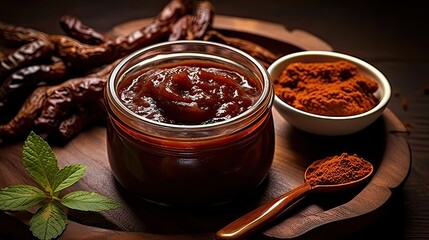 Discover the exotic and unique sweet-sour flavor of tangy tamarind paste, a versatile culinary enhancer. Tropical delight, culinary magic. Generated by AI.