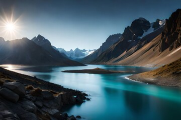 Obraz premium lake and mountains