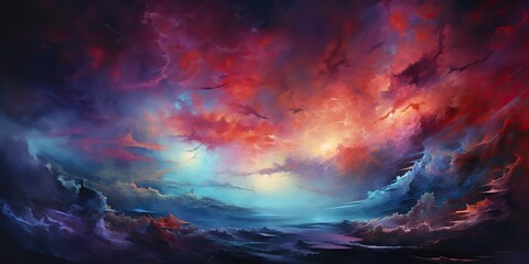 Obraz na płótnie Canvas AI Generated. AI Generative. Vibrant color clouds sky abstract decorative background. Outdoor nature freedom inspirational drawing