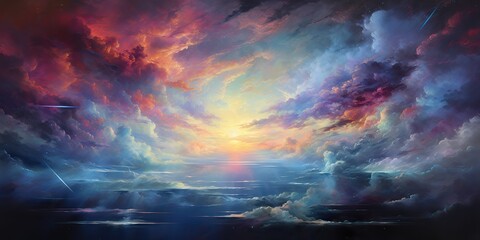 AI Generated. AI Generative. Vibrant color clouds sky abstract decorative background. Outdoor nature freedom inspirational drawing