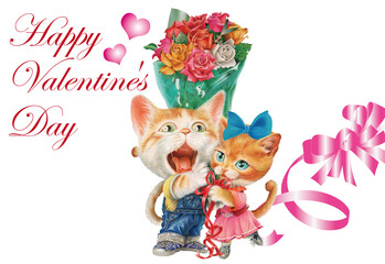 子猫の贈り物のバレンタインカード
