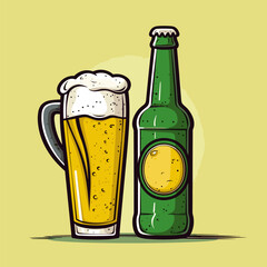 Beer hand-drawn comic illustration. Beer. Vector doodle style cartoon illustration