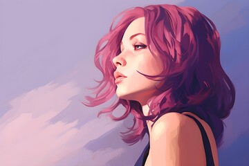 Dyed haired woman illustration