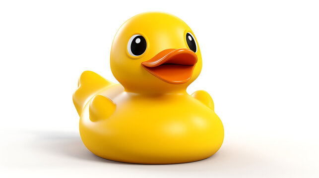 Yellow Rubber Duck on White Background