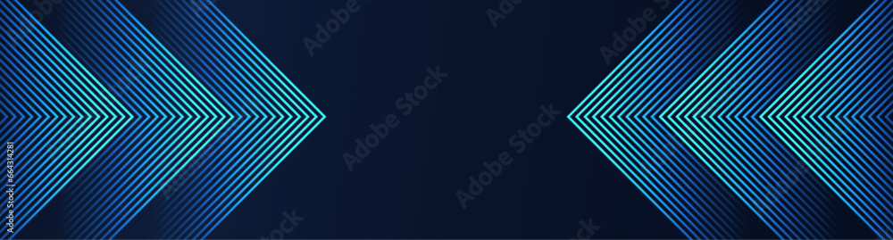Leinwandbilder Abstract perspective rectangles line frame overlay pattern by colorful blue green light line isolated on black background. Vector illustration AI technology, digital, communication, science, music