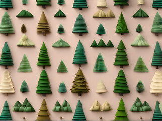 Christmas tree with painted background knolling volumetric
