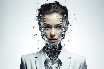 Un mélange futuriste de science, de technologie et de femme. Futur concept d’intelligence artificielle. IA générative, IA - obrazy, fototapety, plakaty