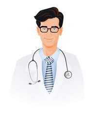 Fototapeta premium smiling doctor with stethoscope vector on white isolated