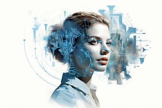 Un mélange futuriste de science, de technologie et de femme. Futur concept d’intelligence artificielle. IA générative, IA