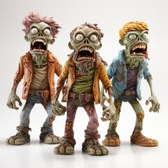 Zombie Figurines  Cartoon 3D , Cartoon 3D, Isolated On White Background, Hd Illustration