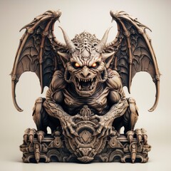 Fototapeta premium Gargoyle Statues Cartoon 3D, Cartoon 3D, Isolated On White Background, Hd Illustration