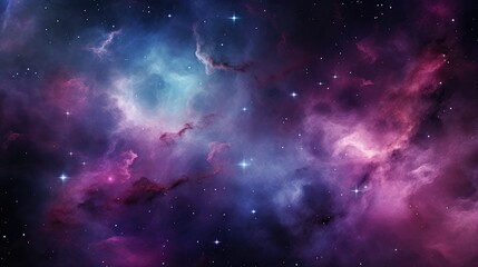 Space galaxy wallpaper, in shades of dark and light purple, realistic light and color use, vibrant skies, and realistic textures. Generative AI