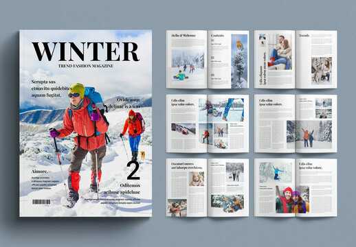 Winter Trend Fashion Magazine Layout Design Template
