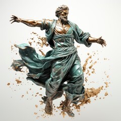 Full View Copper Statue , Cartoon 3D, Isolated On White Background, Hd Illustration