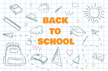Concept banner back to school. This illustration radiates the excitement of discovering new subjects and embarking on adventures in knowledge. Vector illustration.